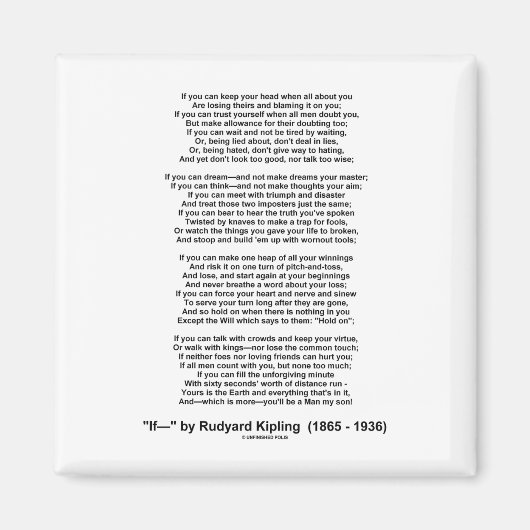 Als gedicht door Rudyard Kipling (Inspirerend gedi Magneet (Voorkant)