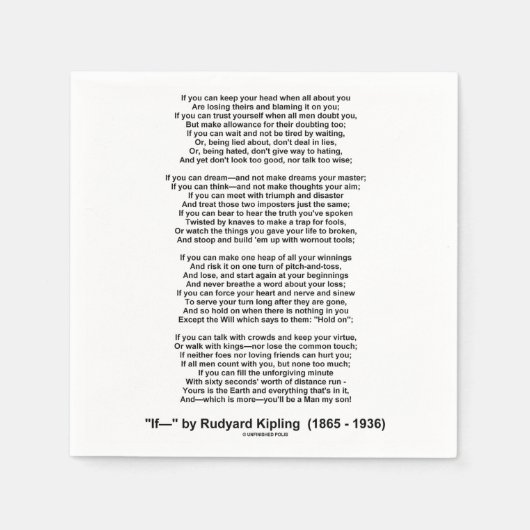 Als gedicht door Rudyard Kipling (Inspirerend gedi Servetten (Voorkant)