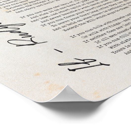 Als gedicht door Rudyard Kipling - Literatuur Wall Poster (Hoek)