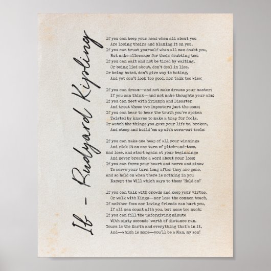 Als gedicht door Rudyard Kipling - Literatuur Wall Poster (Voorkant)