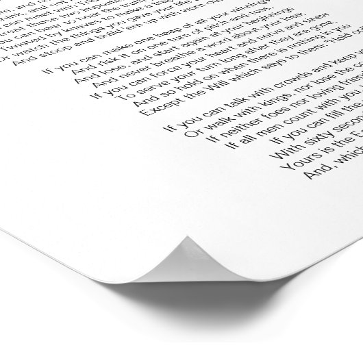 Als gedicht door Rudyard Kipling Poster (Hoek)