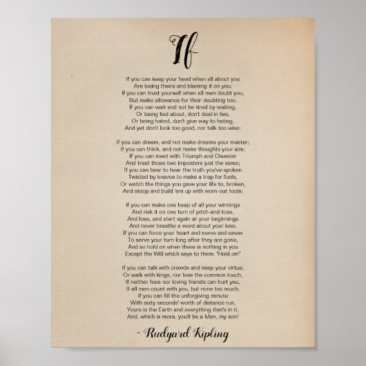 Als gedicht door Rudyard Kipling Vintage Poster (Voorkant)