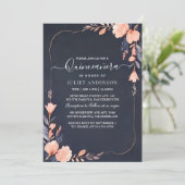 Als Glam Ball Gown Spark Dark Navy Blue Quinceaner Kaart (Staand voorkant)