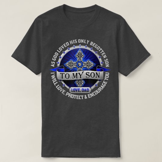 Als God van zijn enige gebroken zoon hield T-shirt (Design voorkant)