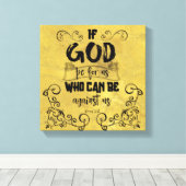  als God voor ons is KJV Bijbel Verse Canvas Afdruk (Insitu (Houten vloer))