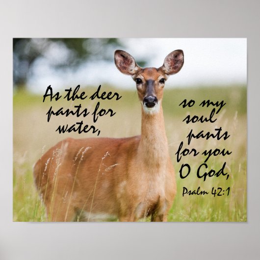 Als hertenbroek voor water Bijbel Verse Psalm 42:1 Poster (Voorkant)
