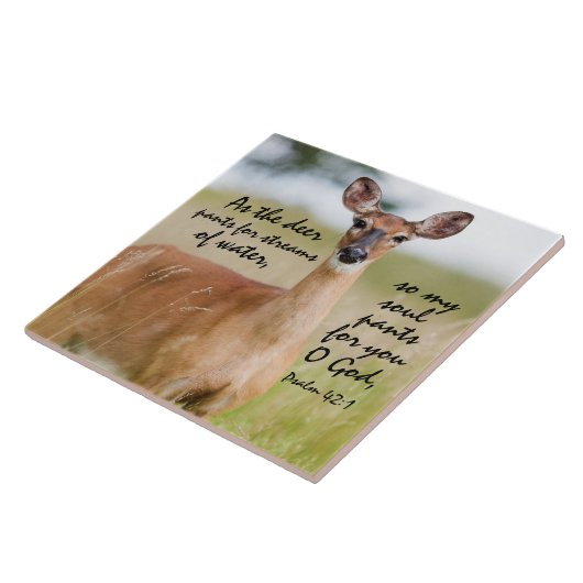 Als hertenbroek voor water Bijbel Verse Psalm 42:1 Tegeltje (Zijkant)
