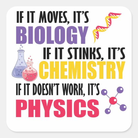 Als het beweegt is het biologie vierkante sticker (Voorkant)