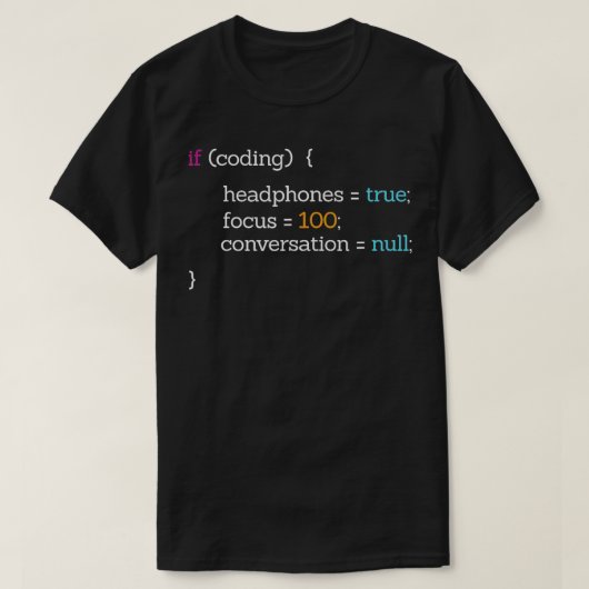 Als het coderen van hoofdtelefoons focus grappige  t-shirt (Design voorkant)