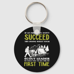 Als het eerst niet lukt - Grappige scoutleider Sleutelhanger