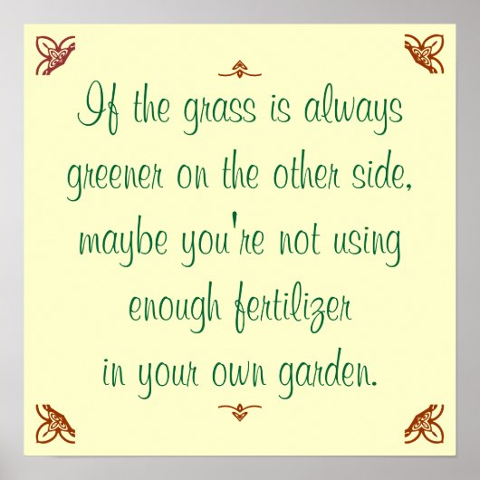 Als het gras aan de andere kant altijd groener is. poster (Voorkant)