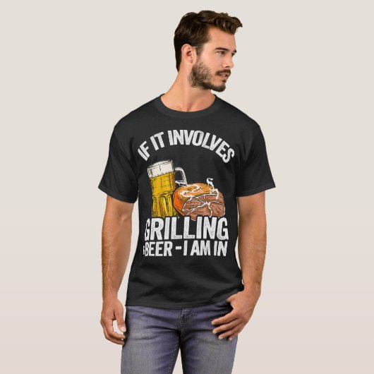 Als het grilling en beer Pork Rub Pap BQ T-shirt (Voorkant volledig)