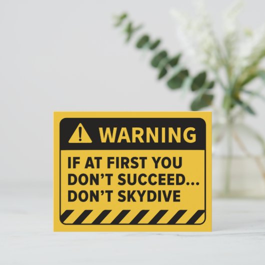 "Als het je eerst niet lukt... Niet skydiven" Briefkaart (Staand voorkant)