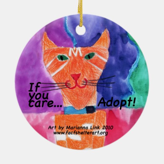 Als het je kan schelen....adopteren! keramisch ornament (Achterkant)