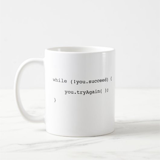 Als het je niet lukt, probeer dan opnieuw Programm Koffiemok (Links)