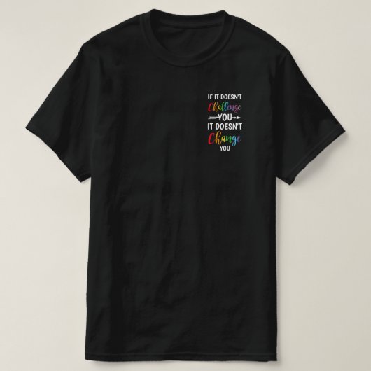 Als het je niet uitdaagt, verandert het je niet t-shirt (Design voorkant)