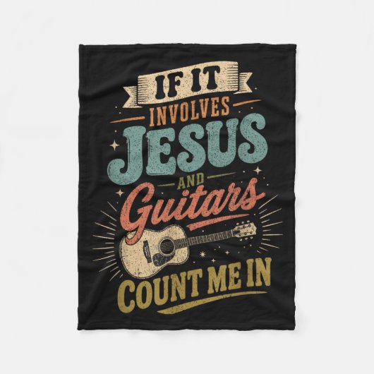 Als het Jezus en gitaren betreft Gitarist Fleece Deken (Voorkant)