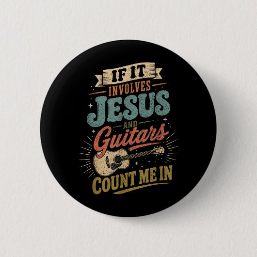 Als het Jezus en gitaren betreft Gitarist Ronde Button 5,7 Cm (Voorkant)