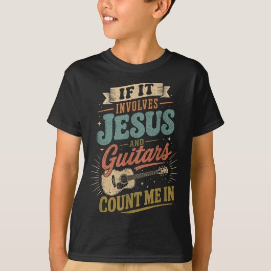 Als het Jezus en gitaren betreft Gitarist T-shirt (Voorkant)