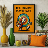 Als het leuk is speel het twee keer vinyl mascotte poster