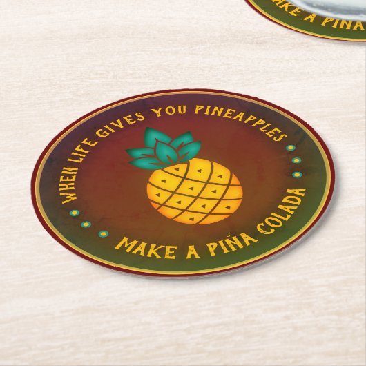 Als het leven je ananassen geeft, maak dan een Piñ Ronde Kartonnen Onderzetter (Gebogen)