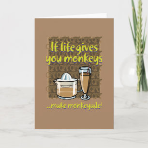 Als het leven je apen geeft Bruin BG Gevouwen Notitiekaartje
