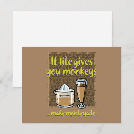 Als het leven je apen geeft Bruin BG Notitiekaartje (Voorkant / Achterkant)