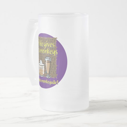 Als het leven je apen Paarse BG geeft Matglas Bierpul (Voorkant links)