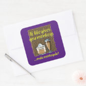 Als het leven je apen Paarse BG geeft Vierkante Sticker (Envelop)