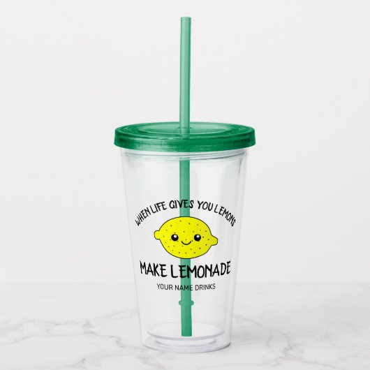 Als het leven je citroenen geeft, maak dan citroen acryl drinkbeker (Voorkant)