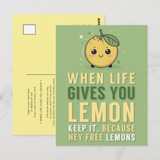 Als het leven je citroenvriendschap geeft briefkaart (Voorkant / Achterkant)