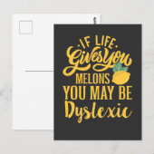 Als het leven je meloenen geeft, kan je dyslexisch briefkaart (Voorkant / Achterkant)