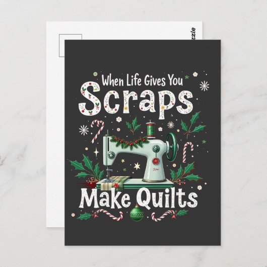 Als het leven je vodden geeft, maak dan quilts met briefkaart (Voorkant / Achterkant)