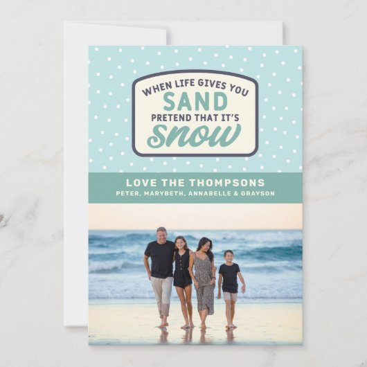 Als het leven je zand geeft Kerstvakantie op het s Feestdagenkaart (Voorkant)
