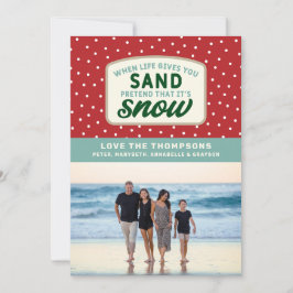 Als het leven je zand geeft, vakantie kerst op het feestdagenkaart