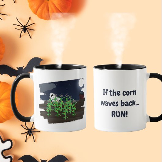 Als het maïs terug zwaait Grappige Halloween Geest Mok