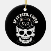 Als het past, ga ik zitten Zwarte kat schedel Mini Keramisch Ornament (Voorkant)