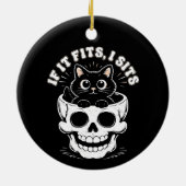 Als het past, ga ik zitten Zwarte kat schedel Mini Keramisch Ornament (Achterkant)