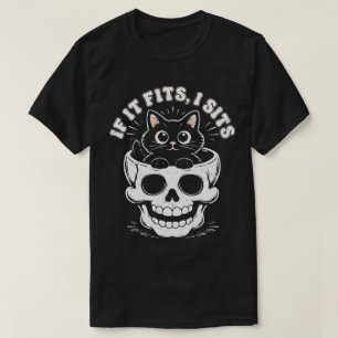 Als het past, ga ik zitten Zwarte kat schedel Mini T-shirt
