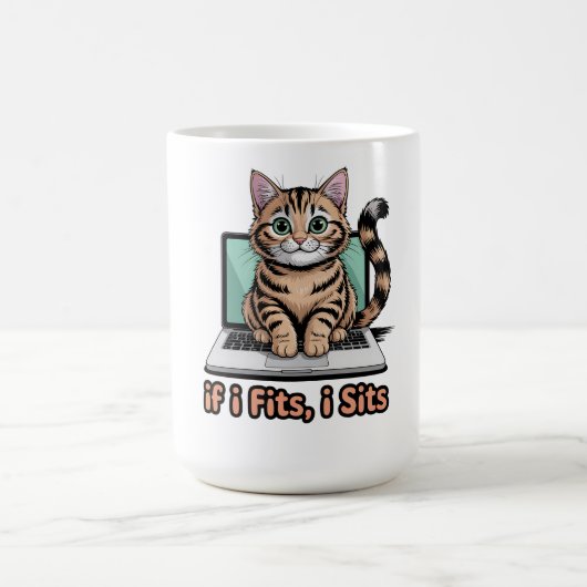Als het past, zit ik erin - Grappige kattenmeme la Koffiemok (Center)