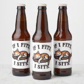Als het past zit ik grappig slaperig kat katachtig bier etiket (Flessen)