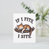 Als het past, zit ik Grappige Slaap Kat Feline Kit Briefkaart (Staand voorkant)