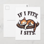 Als het past, zit ik Grappige Slaap Kat Feline Kit Briefkaart (Voorkant / Achterkant)