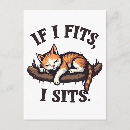Als het past, zit ik Grappige Slaap Kat Feline Kit Briefkaart (Voorkant)
