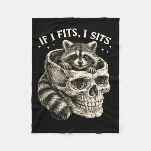 Als het past zit Wasbeer Schedel Grappige Donkere Fleece Deken