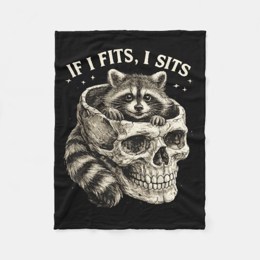 Als het past zit Wasbeer Schedel Grappige Donkere  Fleece Deken (Voorkant)