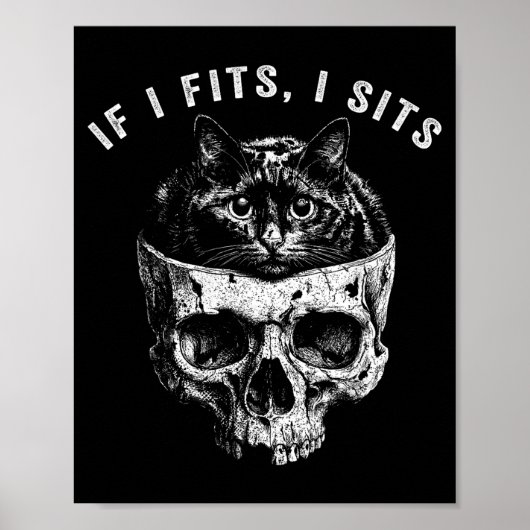 Als het past zit zwarte kat schedel gothisch donke poster (Voorkant)