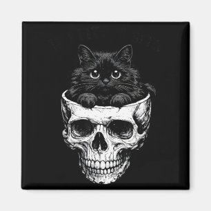 Als het past zit zwarte kat schedel gothisch grapp magneet