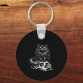 Als het past zit zwarte kat schedel gotische donke sleutelhanger (Voorkant)