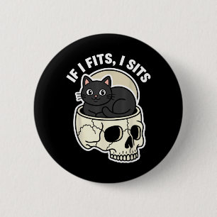 Als het past Zit Zwarte Kat Schedel Meme Kawaii Go Ronde Button 5,7 Cm